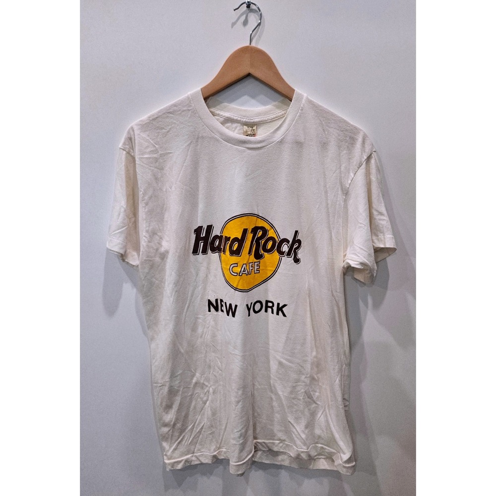 Hard Rock Cafe T-Shirt Mens XL White Good Vintage New York Screen Stars 80s 90s